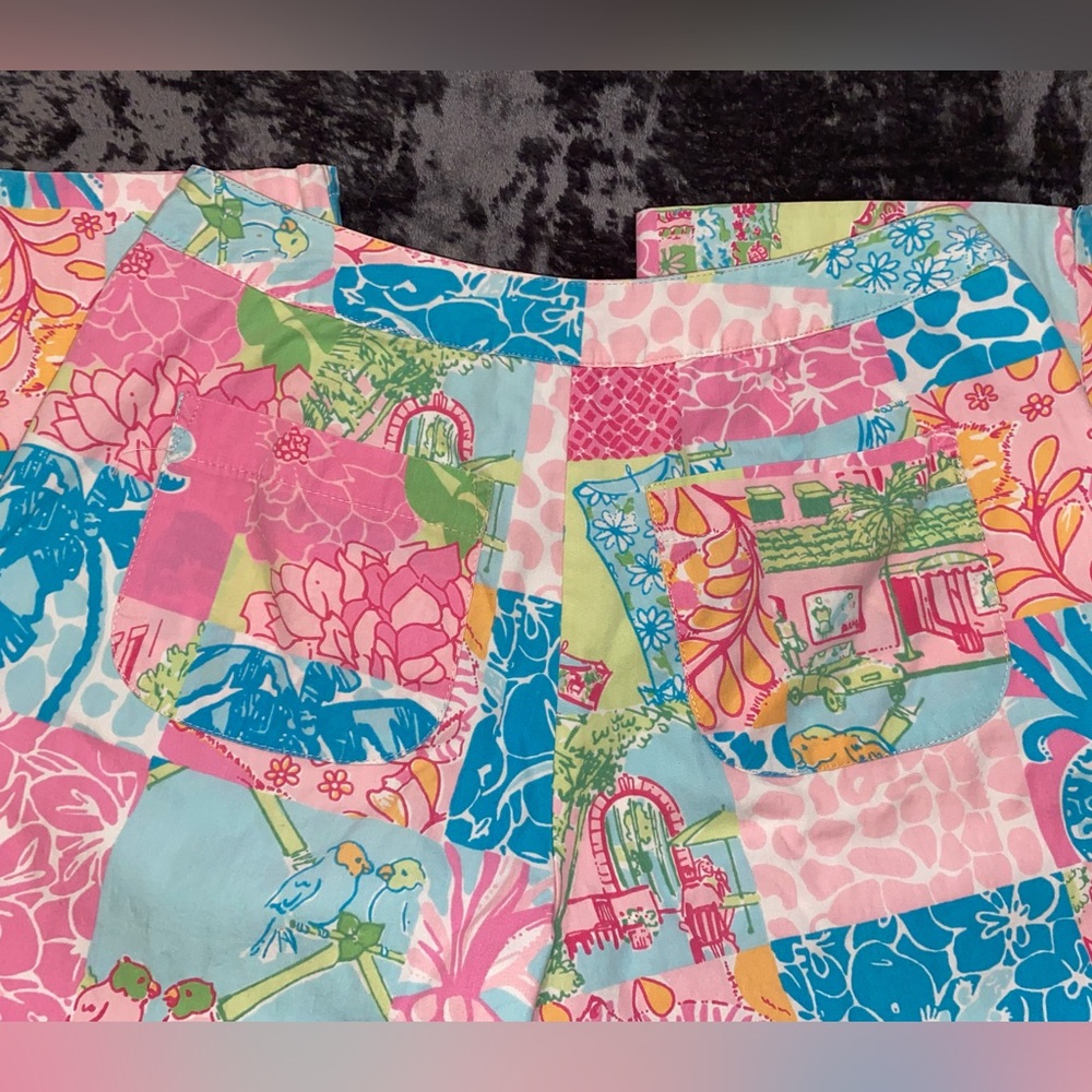 Lilly Pulitzer Multicolor Patchwork Capri Pants - Pink, Blue, Green - Picture 7 of 11
